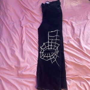 Spider web black baggy jeans women’s 4